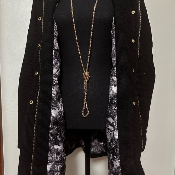 Gold Buttoned, Black Zip-up, Pea Coat Jacket - Picture 3 of 6
